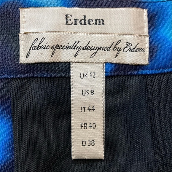 ERDEM Abstract Stretch Mini Pencil Skirt Blue Celeb Designer Favorite - Picture 4 of 11